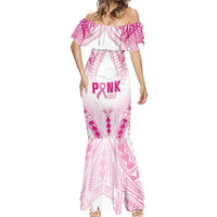 Breast Cancer Pink Out Mermaid Dress Polynesian Art Tattoo White Version LT05 - Polynesian Pride