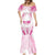 Breast Cancer Pink Out Mermaid Dress Polynesian Art Tattoo White Version