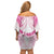 Breast Cancer Pink Out Off Shoulder Short Dress Polynesian Art Tattoo White Version