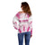 Breast Cancer Pink Out Off Shoulder Sweater Polynesian Art Tattoo White Version