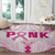 Breast Cancer Pink Out Round Carpet Polynesian Art Tattoo White Version