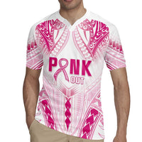 Breast Cancer Pink Out Rugby Jersey Polynesian Art Tattoo White Version LT05 - Polynesian Pride