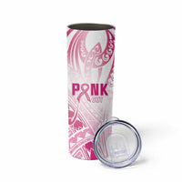 Breast Cancer Pink Out Skinny Tumbler Polynesian Art Tattoo White Version LT05 - Polynesian Pride
