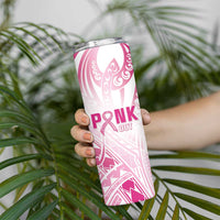 Breast Cancer Pink Out Skinny Tumbler Polynesian Art Tattoo White Version LT05 - Polynesian Pride