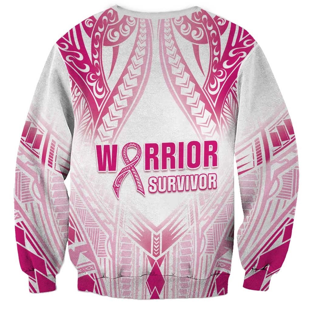 Breast Cancer Pink Out Sweatshirt Polynesian Art Tattoo White Version LT05 - Polynesian Pride