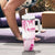 Breast Cancer Pink Out Tumbler With Handle Polynesian Art Tattoo White Version