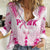 Breast Cancer Pink Out Women Casual Shirt Polynesian Art Tattoo White Version