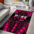 Breast Cancer Pink Out Area Rug Polynesian Art Tattoo Black Version