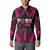 Breast Cancer Pink Out Button Sweatshirt Polynesian Art Tattoo Black Version