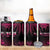 Breast Cancer Pink Out 4 in 1 Can Cooler Tumbler Polynesian Art Tattoo Black Version