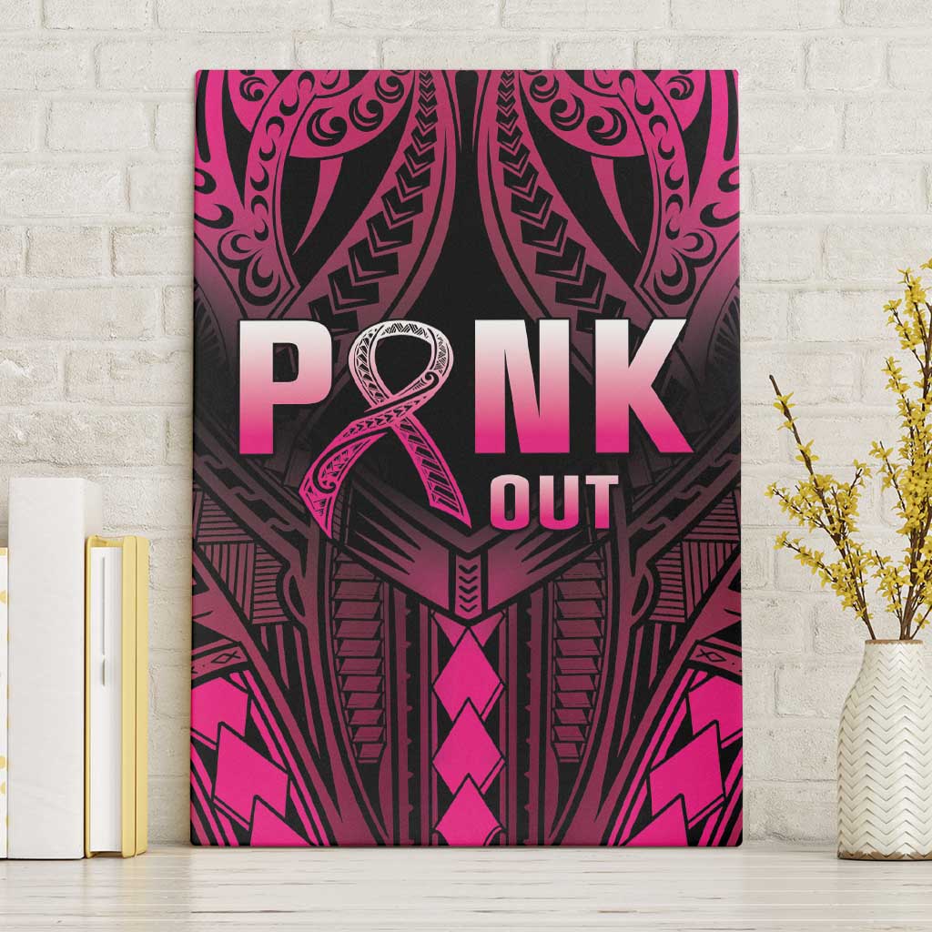 Breast Cancer Pink Out Canvas Wall Art Polynesian Art Tattoo Black Version