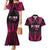 Breast Cancer Pink Out Couples Matching Mermaid Dress and Hawaiian Shirt Polynesian Art Tattoo Black Version