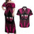 Breast Cancer Pink Out Couples Matching Off Shoulder Maxi Dress and Hawaiian Shirt Polynesian Art Tattoo Black Version