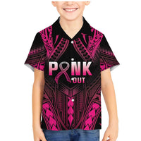 Breast Cancer Pink Out Family Matching Mermaid Dress and Hawaiian Shirt Polynesian Art Tattoo Black Version LT05 Son's Shirt Black - Polynesian Pride