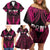 Breast Cancer Pink Out Family Matching Off Shoulder Short Dress and Hawaiian Shirt Polynesian Art Tattoo Black Version