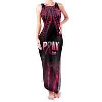 Breast Cancer Pink Out Family Matching Tank Maxi Dress and Hawaiian Shirt Polynesian Art Tattoo Black Version LT05 Mom's Dress Black - Polynesian Pride
