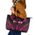 Breast Cancer Pink Out Leather Tote Bag Polynesian Art Tattoo Black Version