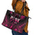 Breast Cancer Pink Out Leather Tote Bag Polynesian Art Tattoo Black Version