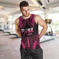 Breast Cancer Pink Out Men Tank Top Polynesian Art Tattoo Black Version