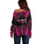 Breast Cancer Pink Out Off Shoulder Sweater Polynesian Art Tattoo Black Version