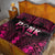 Breast Cancer Pink Out Quilt Bed Set Polynesian Art Tattoo Black Version