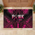 Breast Cancer Pink Out Rubber Doormat Polynesian Art Tattoo Black Version