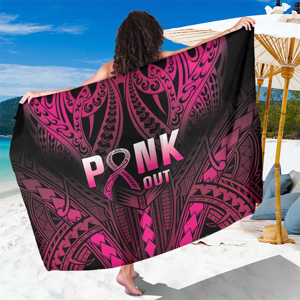 Breast Cancer Pink Out Sarong Polynesian Art Tattoo Black Version