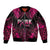 Breast Cancer Pink Out Sleeve Zip Bomber Jacket Polynesian Art Tattoo Black Version