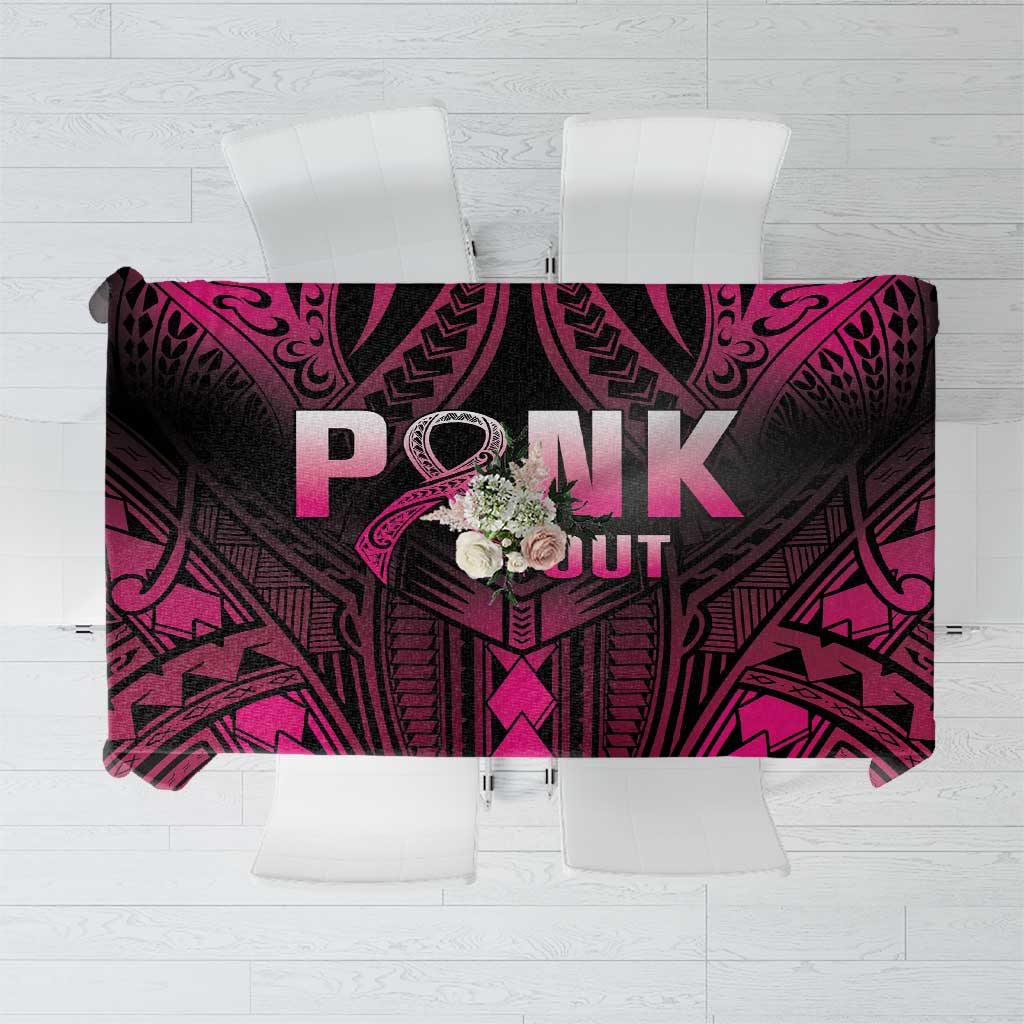 Breast Cancer Pink Out Tablecloth Polynesian Art Tattoo Black Version