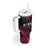 Breast Cancer Pink Out Tumbler With Handle Polynesian Art Tattoo Black Version