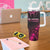 Breast Cancer Pink Out Tumbler With Handle Polynesian Art Tattoo Black Version