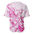 Personalised Breast Cancer Awareness Baseball Jersey Ribbon Polynesian Pattern White Version