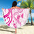 Breast Cancer Awareness Beach Blanket Ribbon Polynesian Pattern White Version