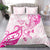 Breast Cancer Awareness Bedding Set Ribbon Polynesian Pattern White Version