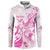 Personalised Breast Cancer Awareness Button Sweatshirt Ribbon Polynesian Pattern White Version