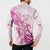 Personalised Breast Cancer Awareness Button Sweatshirt Ribbon Polynesian Pattern White Version