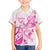 Personalised Breast Cancer Awareness Kid Hawaiian Shirt Ribbon Polynesian Pattern White Version