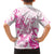 Personalised Breast Cancer Awareness Kid Hawaiian Shirt Ribbon Polynesian Pattern White Version