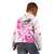 Personalised Breast Cancer Awareness Kid Hoodie Ribbon Polynesian Pattern White Version