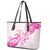 Breast Cancer Awareness Leather Tote Bag Ribbon Polynesian Pattern White Version