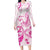 Personalised Breast Cancer Awareness Long Sleeve Bodycon Dress Ribbon Polynesian Pattern White Version