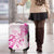 Breast Cancer Awareness Luggage Cover Ribbon Polynesian Pattern White Version