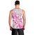 Personalised Breast Cancer Awareness Men Tank Top Ribbon Polynesian Pattern White Version