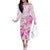 Personalised Breast Cancer Awareness Off The Shoulder Long Sleeve Dress Ribbon Polynesian Pattern White Version