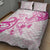 Breast Cancer Awareness Quilt Bed Set Ribbon Polynesian Pattern White Version