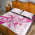 Breast Cancer Awareness Quilt Bed Set Ribbon Polynesian Pattern White Version