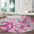 Breast Cancer Awareness Round Carpet Ribbon Polynesian Pattern White Version