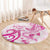 Breast Cancer Awareness Round Carpet Ribbon Polynesian Pattern White Version