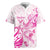 Personalised Breast Cancer Awareness Rugby Jersey Ribbon Polynesian Pattern White Version