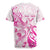 Personalised Breast Cancer Awareness Rugby Jersey Ribbon Polynesian Pattern White Version